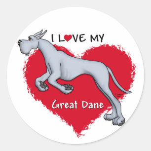Liebe Blue Great Dane Runder Aufkleber