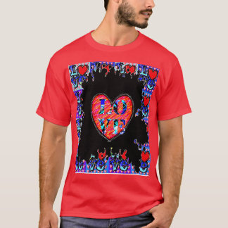 Liebe Blue Heart Red T-Shirt