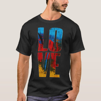 Liebe Blue Red Black Yellow Trendy Abstrakte Kunst T-Shirt