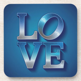 LIEBE Blue Silver Square Poster Getränkeuntersetzer