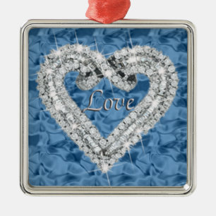 Liebe Blue Square Ornament Aus Metall