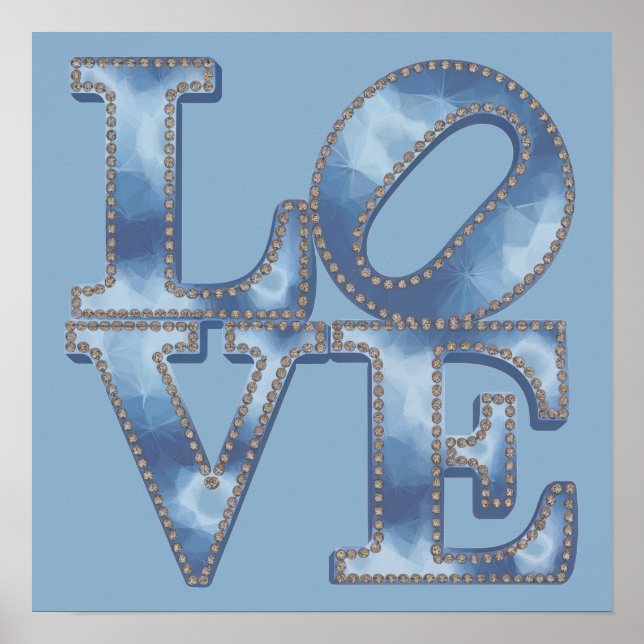 LIEBE Blue Typografy Poster (Vorne)