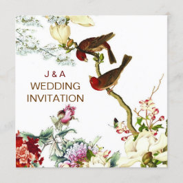 Liebe Blühend Vögel & Blume Hochzeitseinladungen © Einladung