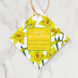 Liebe blüht Aquarellgelbe Frühlingshochzeit  Geschenkanhänger