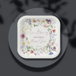 Liebe blüht boho Wildblume Brautparty Pappteller<br><div class="desc">Liebe blüht Wildblume Brautparty boho bunten wild Wiese Blume Frühjahr Sommer Brautparty personalisiert gedruckte Teller Vorlage personalisierte Tischdekoration</div>