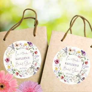 Liebe blüht boho Wildblume Brautparty Runder Aufkleber