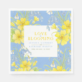 Liebe blüht Frühlingsblumen Blaue Hochzeit Serviette