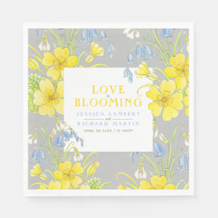 Liebe blüht Frühlingsblumen graue Hochzeit Serviette