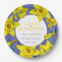 Liebe blüht gelbe Frühjahrsheirat Pappteller