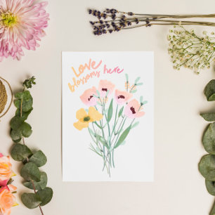 Liebe blüht hier Wasserfarbe Bouquet Card Feiertagskarte
