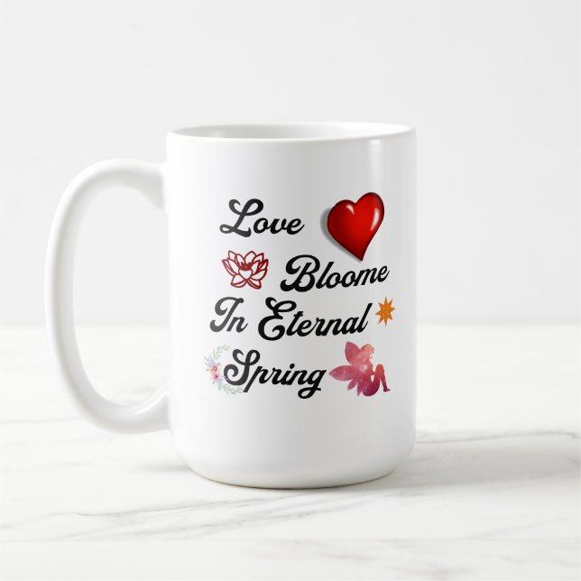 Liebe blüht in der Tasse des ewigen Frühlings (Links)