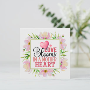 Liebe blüht in einem Mutterherzen I Rosa Blumen Karte