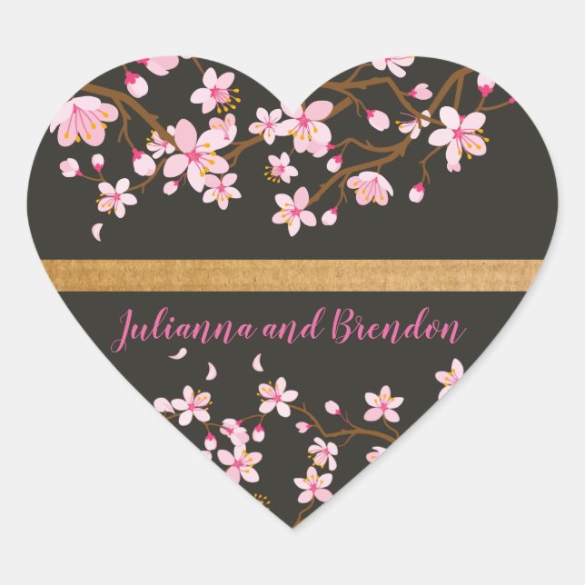 Liebe blüht Kirschblossom Herz-Aufkleber (Vorderseite)