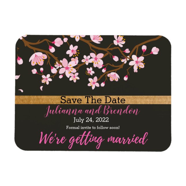 Liebe blüht Kirschblossom Save the Date Magnet (Horizontal)