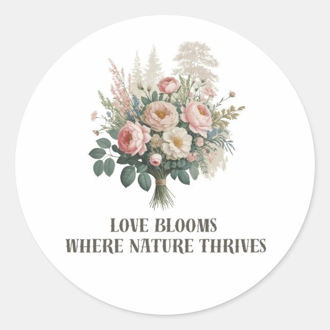 Liebe blüht mit der Natur Runder Aufkleber (Vorderseite)