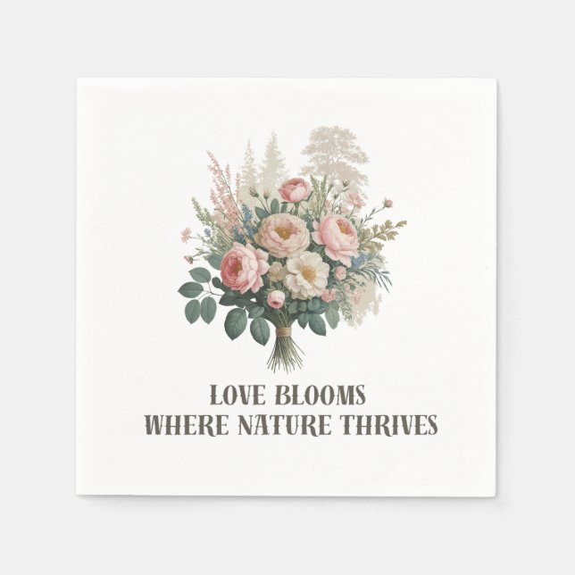 Liebe blüht mit der Natur Serviette (Vorderseite)