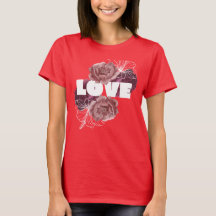 Liebe Blume Frauen in tiefroten Farben T - Shirt