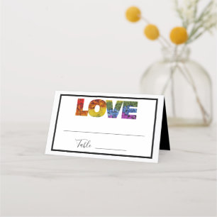 LIEBE Blume gleichgeschlechtliche Hochzeitssammlun Platzkarte