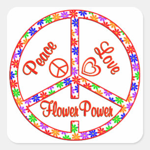 Liebe Blume Power Quadratischer Aufkleber