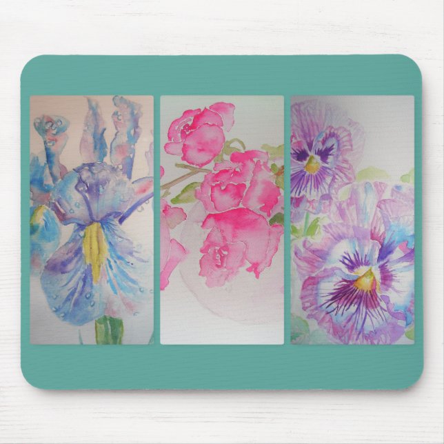 Liebe Blume Wasserfarbe Türkis Blumenmousse Pad Mousepad (Vorne)