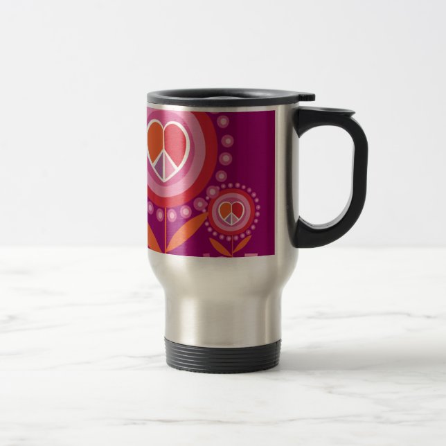 LIEBE-Blumen-Friedenszeichen Reise-Tasse Reisebecher (Rechts)