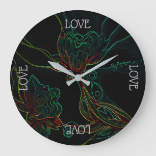 Liebe Blumen Große Wanduhr