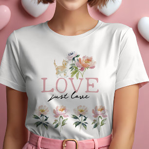 Liebe, Blumen und Kätzchen Hübsches Mädchen T-Shirt