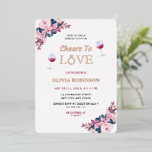 Liebe Blumenwein Thema Brautparty Folieneinladung