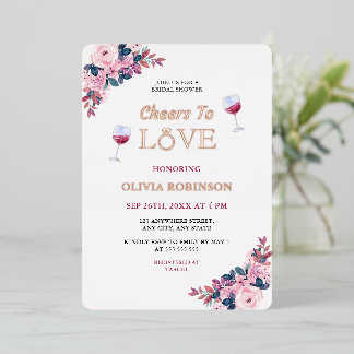 Liebe Blumenwein Thema Brautparty Folieneinladung
