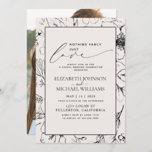 Liebe Blush Black Botanical Foto Hochzeit Einladung