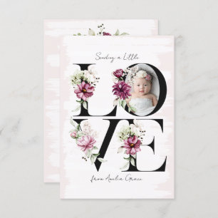 LIEBE Blush Floral Baby Girl's Birthday Guest Dankeskarte