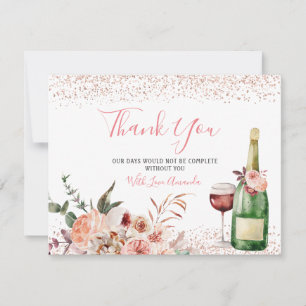 Liebe Blush Pink Brautparty Dankeskarte