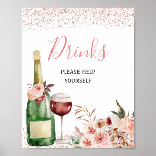 Liebe Blush Pink Brautparty Drinks Poster