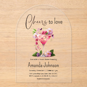 Liebe Blush Pink Floral Brautparty Acryleinladungen