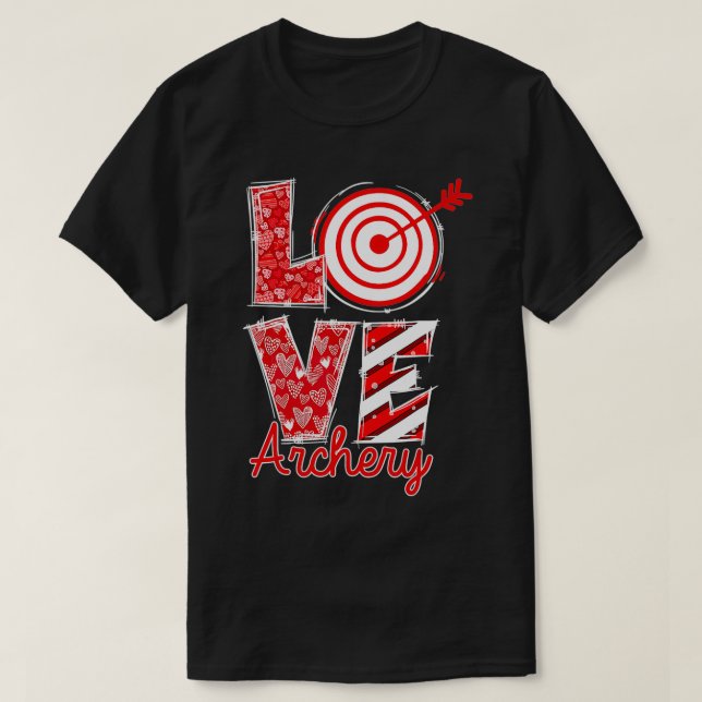 Liebe Bogenschießen Frohes Valentinstag T-Shirt (Design vorne)