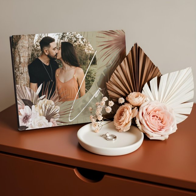 Liebe Boho Wasserfarbe Blumenkohl Foto Fotoplatte (Love Boho Watercolor Floral Keepsake Arch Photo Plaque)