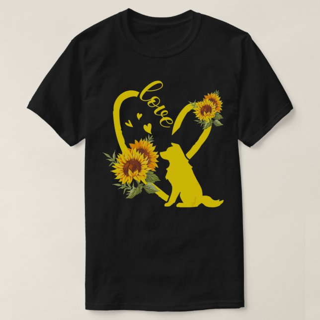 Liebe Border Collie Sonnenblumen Geschenke T-Shirt (Design vorne)