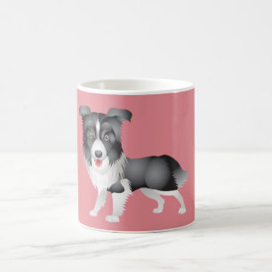 Liebe Border Collie Welpe Hund Rosa Kaffeetasse