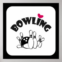Liebe Bowling - B&W Bowling Buttone und Ball