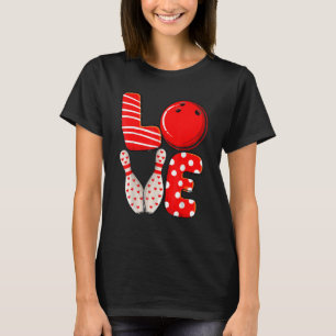 Liebe Bowling Ball & Buttone Gruppe Matching Valen T-Shirt