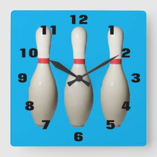 Liebe Bowling Buttone Acrylmauer Quadratische Wanduhr