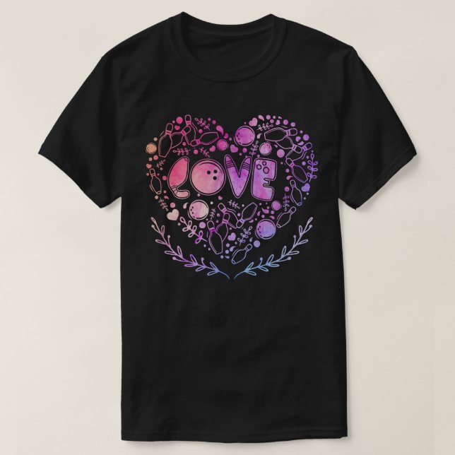 Liebe Bowling Lover Heart Shape Bowler Bowling Pla T-Shirt (Design vorne)