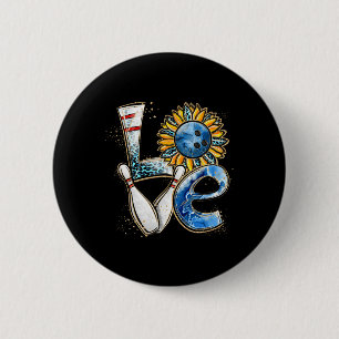 Liebe Bowling Retro Leopard Sonnenblume Valentinin Button