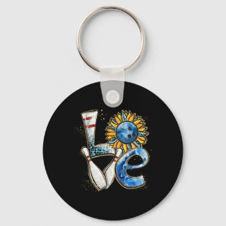 Liebe Bowling Retro Leopard Sonnenblume Valentinin Schlüsselanhänger