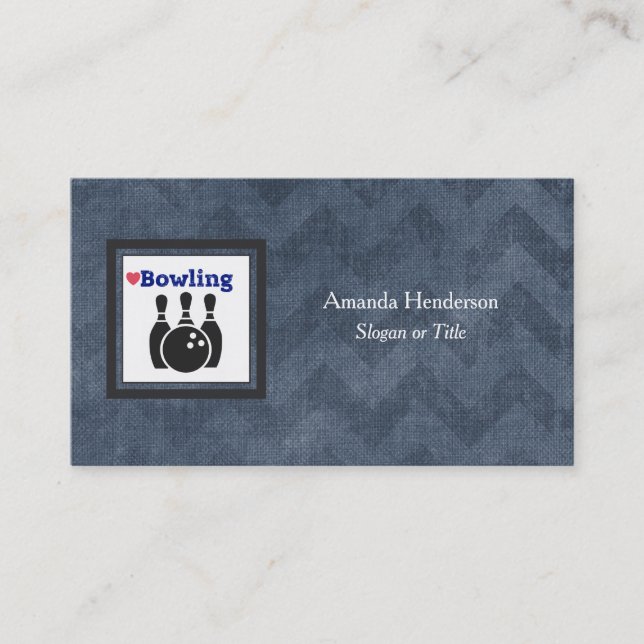 Liebe Bowling Silhouette WIth Bowling Buttone und  Visitenkarte (Vorderseite)