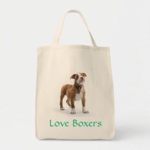 Liebe Boxer Welpe Bio-Einkaufstasche Tragetasche