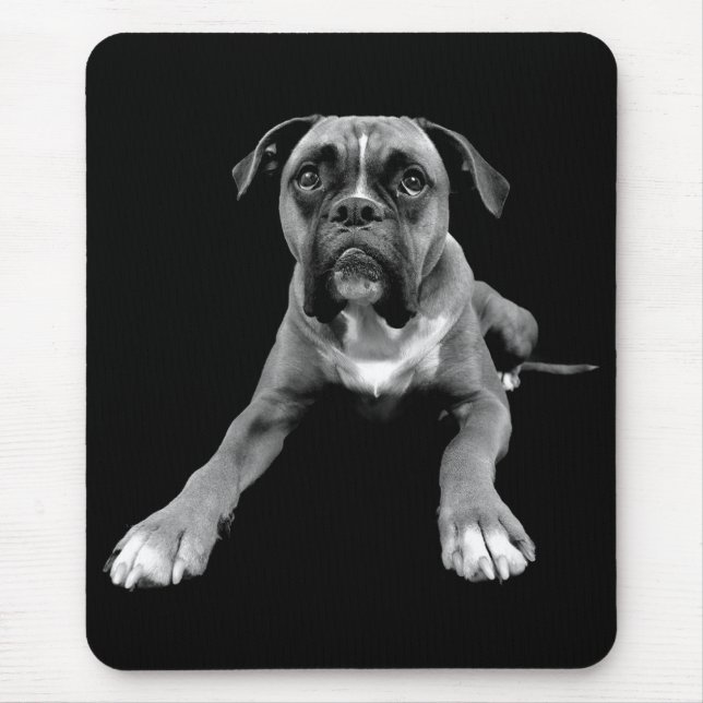 Liebe Boxer Welpen Hund Schwarzes Mousepad (Vorne)