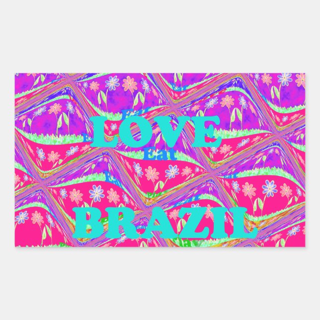 Liebe Brasilien.png Rechteckiger Aufkleber (Vorderseite)