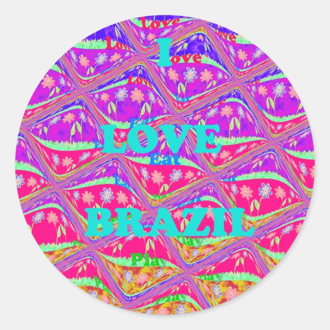Liebe Brasilien.png Runder Aufkleber (Vorderseite)