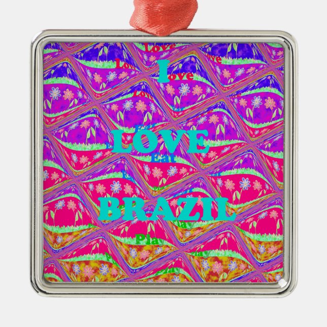 Liebe Brasilien.png Silbernes Ornament (Vorne)